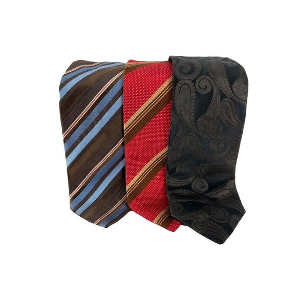 Hugo Boss (Lot Of X3) Silk Striped & Paisley Ties - Picture 1 of 8